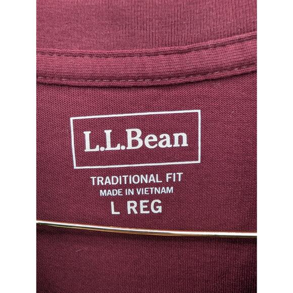 NWT L.L. Bean Men's Carefree Unshrinkable Tee with Pocket in Deep Port sz Large - Picture 5 of 6